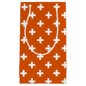 白いポルカが燃えたオレンジに交差する スモールペーパーバッグ (正面)