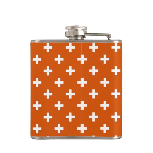 白いポルカが燃えたオレンジに交差する フラスク (裏面)