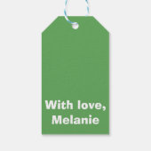 白いポルカが緑に交差 ギフトタグ (裏面)