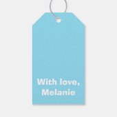 白いポルカが赤ちゃんブルーに交差 ギフトタグ (裏面)