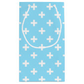 白いポルカが赤ちゃんブルーに交差 スモールペーパーバッグ (裏面)