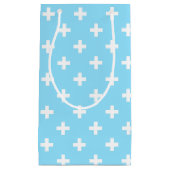 白いポルカが赤ちゃんブルーに交差 スモールペーパーバッグ (正面)