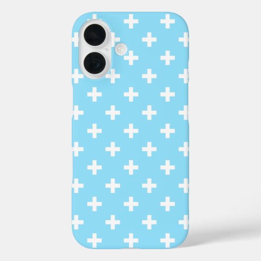 白いポルカが赤ちゃんブルーに交差 Case-Mate iPhoneケース (裏面)