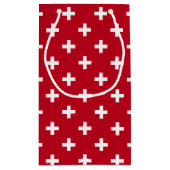 白いポルカが赤に交差 スモールペーパーバッグ (裏面)