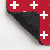 白いポルカが赤に交差 マウスパッド (コーナー)