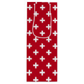 白いポルカが赤に交差 ワインギフトバッグ (正面)