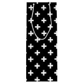 白いポルカが黒に交差 ワインギフトバッグ (裏面)