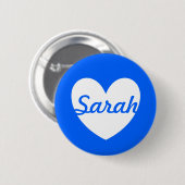 白いポルカハートオンブルー 缶バッジ (正面&裏面)