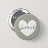 白いポルカハートオンプシウィローグレー 缶バッジ (正面&裏面)