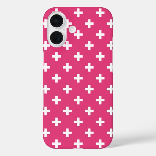 白いポルカ十字が明るい赤紫色 Case-Mate iPhoneケース (裏面)