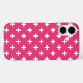 白いポルカ十字が明るい赤紫色 Case-Mate iPhoneケース (裏面 (横))