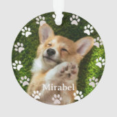 白いポープリントフレームカスタムペットの写真と名前 オーナメント (裏面)