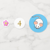 白いマウスの漫画誕生日 コンフェッティ (裏面)