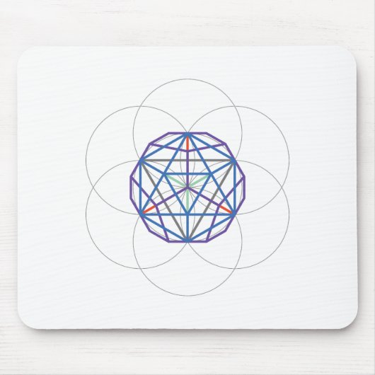 白いマウスパッド – 5カラフル個の正多面体 マウスパッド (正面)