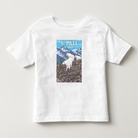 白いマウンテンゴートFamilyUtah トドラーTシャツ (正面)