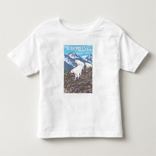 白いマウンテンゴートFamilyWyoming トドラーTシャツ (正面)