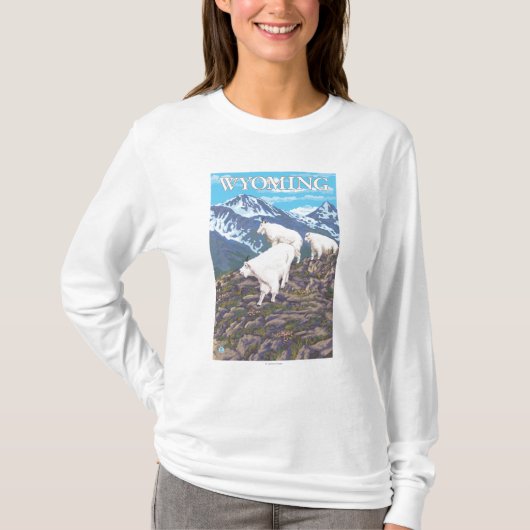 白いマウンテンゴートFamilyWyoming Tシャツ (正面)