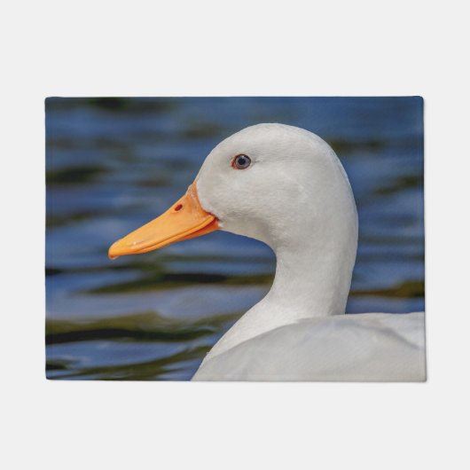 白いマガモのアヒル ドアマット (正面)