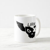 白いマグのLirikの黒いロゴ コーヒーマグカップ (正面右)