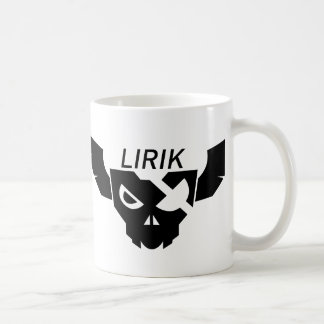 白いマグのLirikの黒いロゴ コーヒーマグカップ