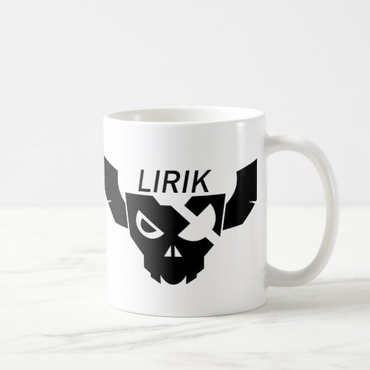 白いマグのLirikの黒いロゴ コーヒーマグカップ (右)