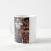 白いマグカップと女性らしさの森の背景 コーヒーマグカップ (正面左)