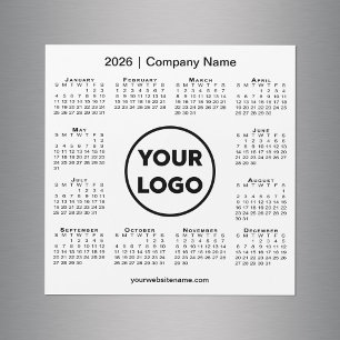 白いマグネットに表示されたModern 2026カレンダー会社ロゴ