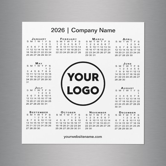 白いマグネットに表示されたModern 2026カレンダー会社ロゴ