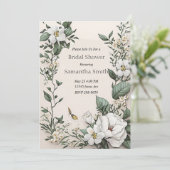 白いマグノリアと蝶のブライズシャワー 招待状 (スタンド正面)