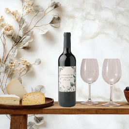 白いマグノリアと蝶結婚のワインラベル ワインラベル