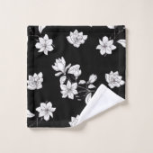 白いマグノリアの枝オンブラック バスタオルセット (ウォッシュタオル)