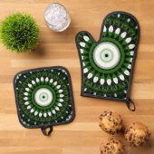 白いマグノリアの目 鍋つかみ&鍋敷きセット (トップダウン)