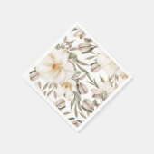 白いマグノリアの花のブライダルシャワーの緑豊かな装飾 スタンダードカクテルナプキン (角)