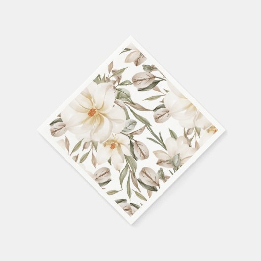 白いマグノリアの花のブライダルシャワーの緑豊かな装飾 スタンダードカクテルナプキン (角)