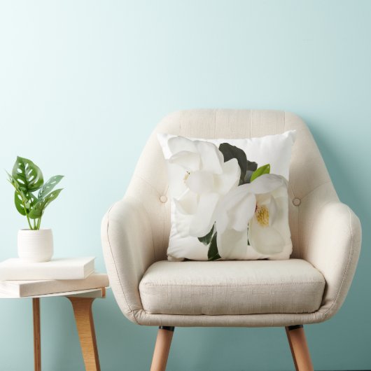 白いマグノリアの花のマグノリアの花柄の花 クッション (椅子)