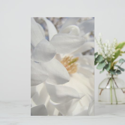 白いマグノリアの花の文房具のカスタム 便箋 (スタンド正面)