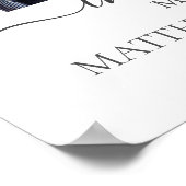 白いマグノリアの花の男性写真葬儀記念 ポスター (角)