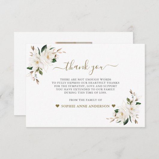 白いマグノリアの花を愛の記憶の中で写真 サンキューカード (正面/裏面)