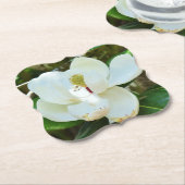 白いマグノリアの花 ペーパーコースター (アングル)