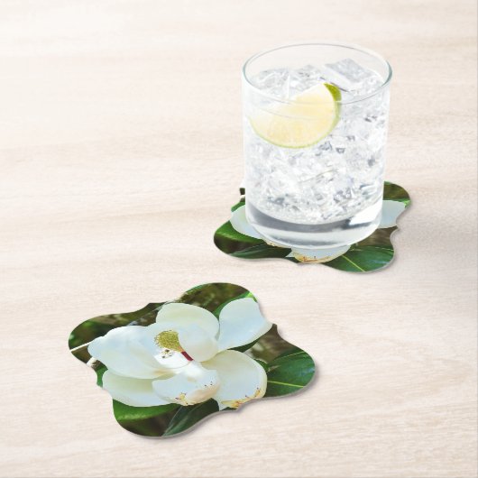 白いマグノリアの花 ペーパーコースター (インサイチュ)
