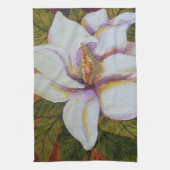 白いマグノリア手タオル キッチンタオル (縦)