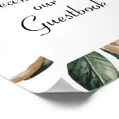 白いマグノリア結婚ー花のゲストブックの看板 ポスター (角)