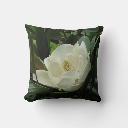 白いマグノリア クッション (正面)