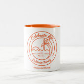 白いマグ(オレンジ色のシルエット付き) ツートーンマグカップ (中央)