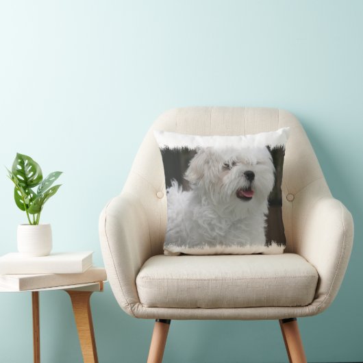 白いマルタの子犬の枕 クッション (椅子)