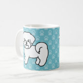白いマルチーズのキャラクター犬 コーヒーマグカップ (正面左)