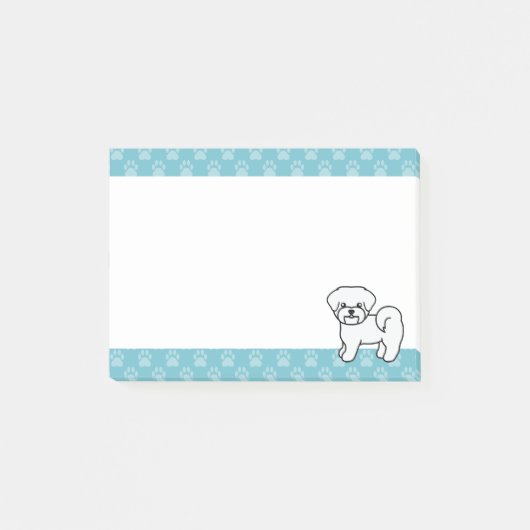 白いマルチーズの子犬のイラスト ポストイット (正面)