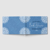 白いマンダフェイクラ付き淡青色の線 ゲストブック (全面)