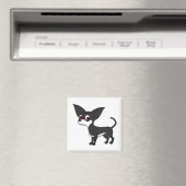 白いマーキング付き黒チワワ マグネット (インサイチュ (食洗機))