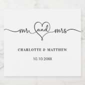 白いミセス結婚ハート脚本 スパークリングワインラベル (シングルラベル)